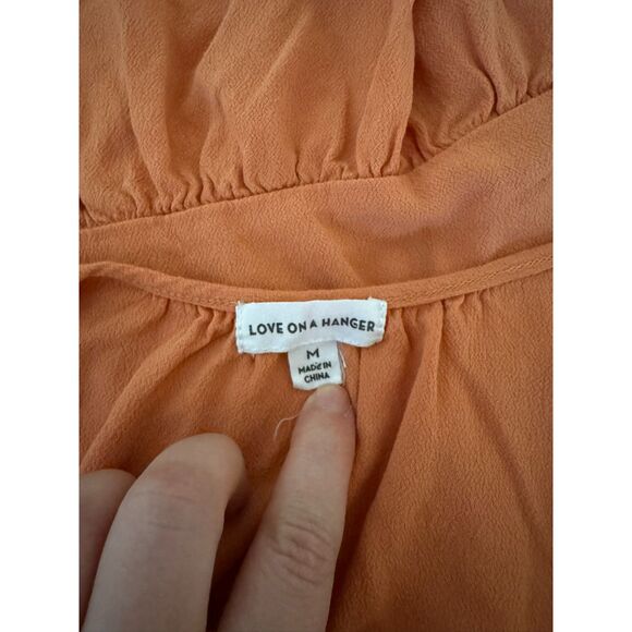 Love On A Hanger Orange Embroidered Ruffle Spaghetti Tank Size Medium - Picture 5 of 9